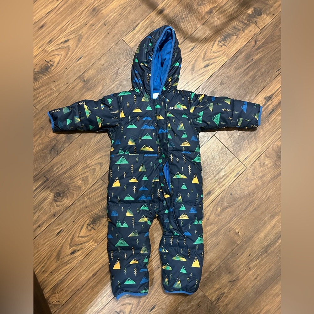 Kids Hooded Snowsuit - Blue and Green